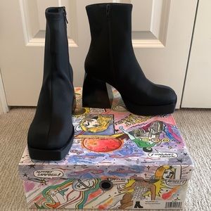 Jeffrey Campbell Dauphin Neoprene Square Toe Platform Boots